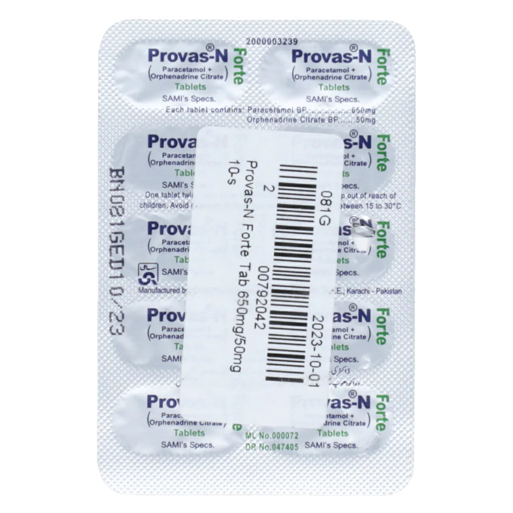 Provas N Forte (650/50Mg) 20 Tablets