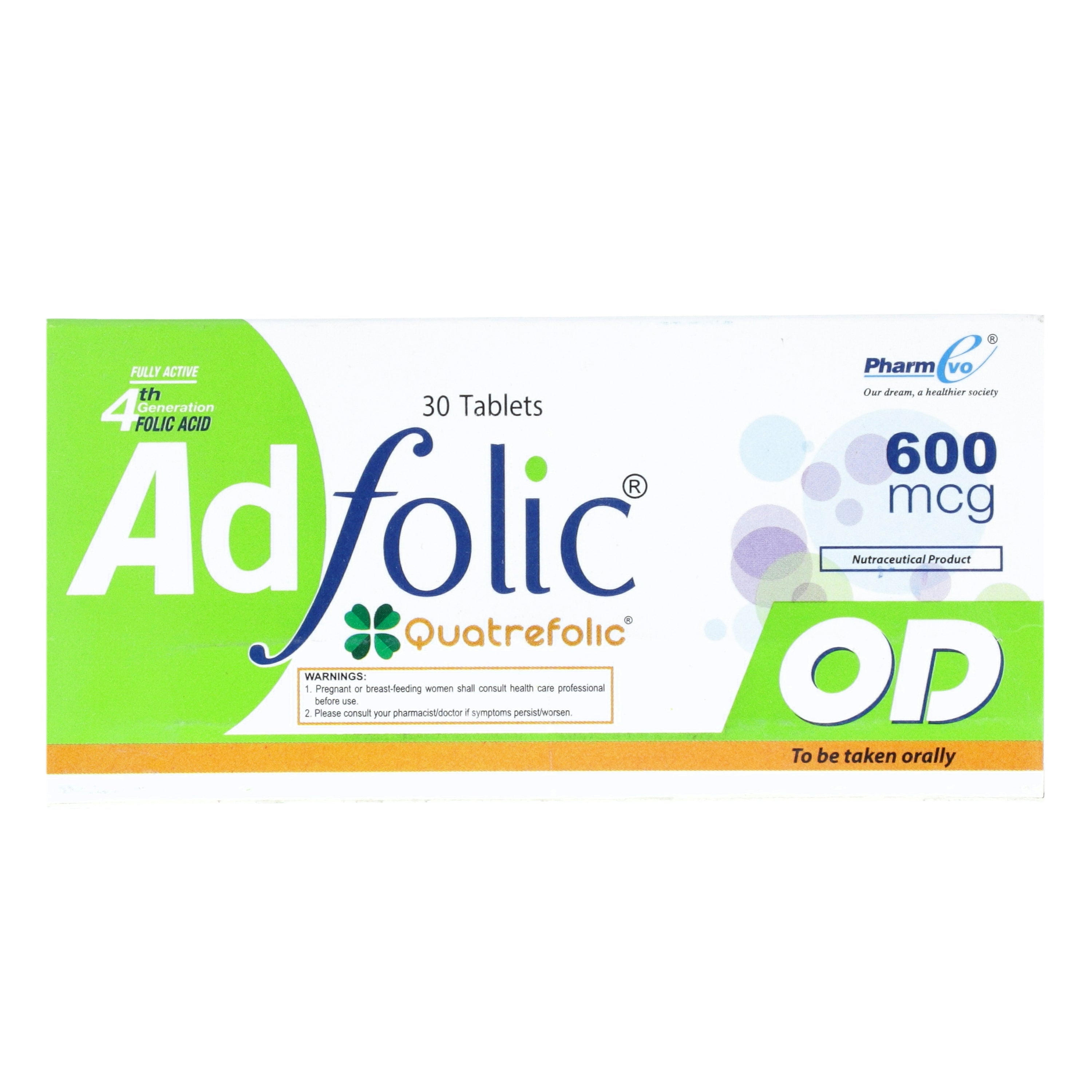 Ad Folic Od (600Mcg) 30 Tablets